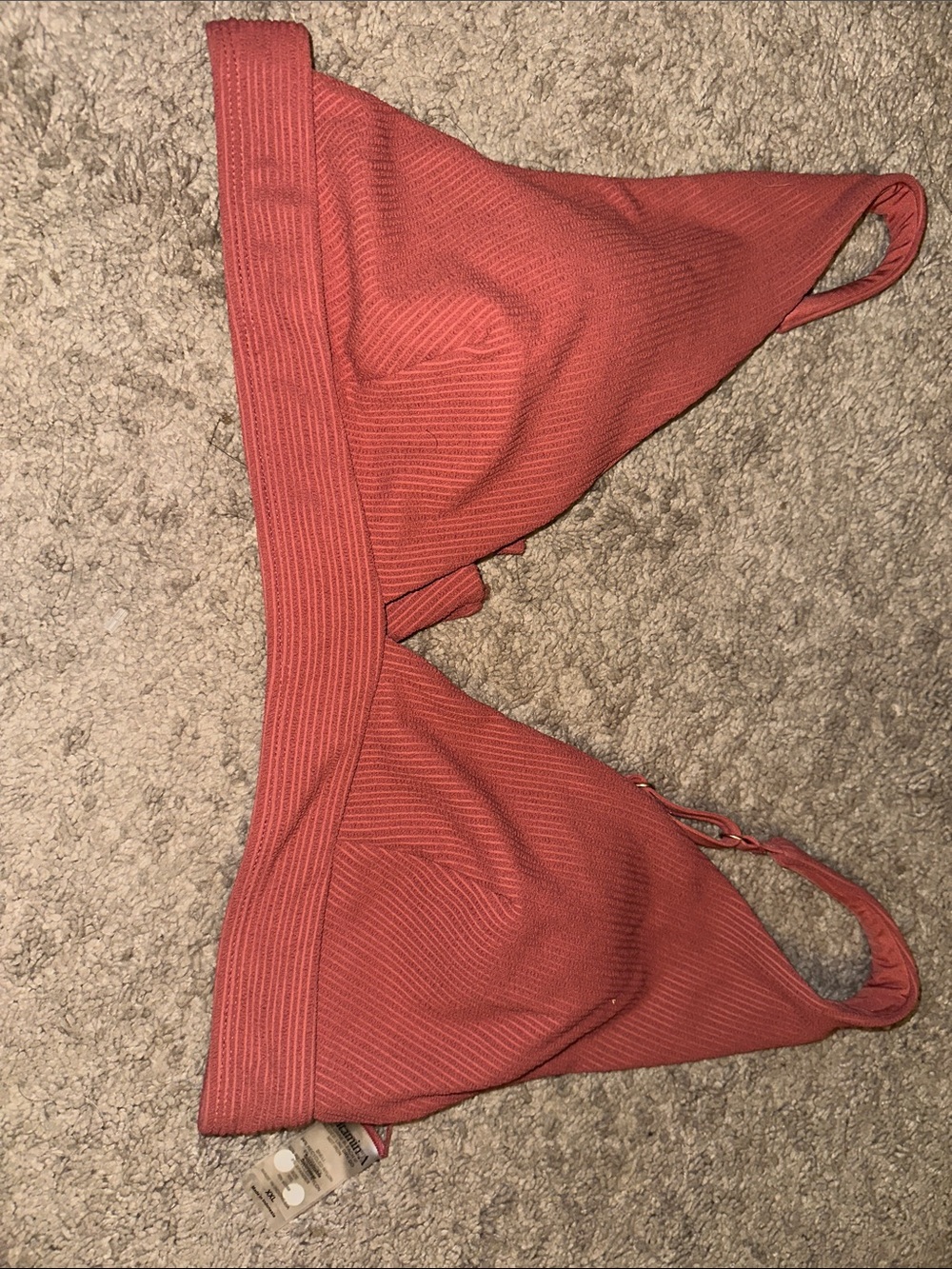 Vitamin A Ribbed Triangle Bikini Top in Rusty Pink